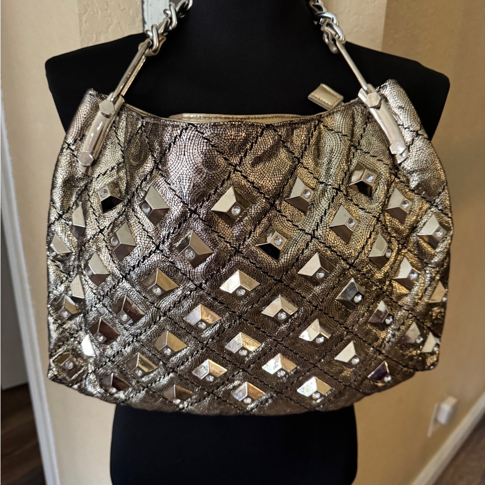 Street Level Silver Studded Shoulder Bag